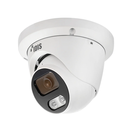 Side angled view of IDIS DC-D2511WER-V2 vandal-proof IP67 IK10 5MP dome camera with 2.8mm wide-angle fixed lens and 20m smart IR for outdoor use