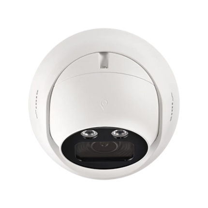 Close-up view of IDIS DC-D2531WER-V2 5MP turret camera showing Sony Starvis IMX335 sensor, motorised 2.7-13.5mm varifocal lens and dual high-power IR LEDs