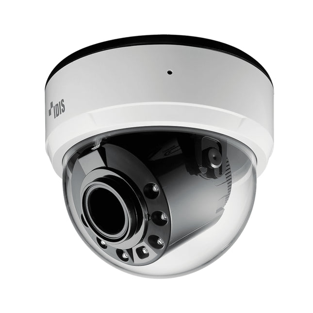High-security commercial office ceiling installation featuring the IDIS DC-D4236RX internal dome network camera monitoring entryways.