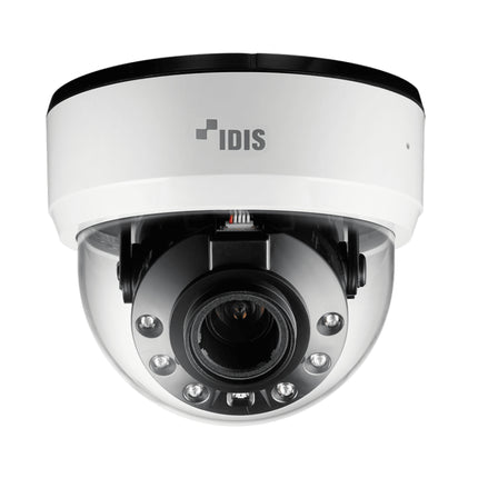 IDIS DC-D4236RX 2MP Full HD motorized varifocal network dome camera clean white profile showing its internal adjustable lens architecture.