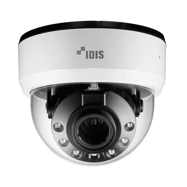 IDIS DC-D4236RX 2MP Full HD motorized varifocal network dome camera clean white profile showing its internal adjustable lens architecture.