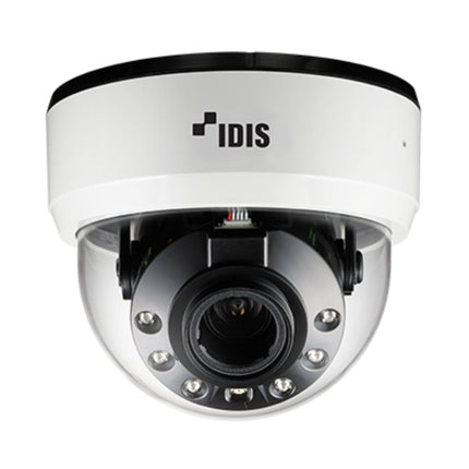 IDIS DC-D4536RX 5MP indoor network dome camera showcasing its clean surface-mount chassis and motorized varifocal lens assembly.