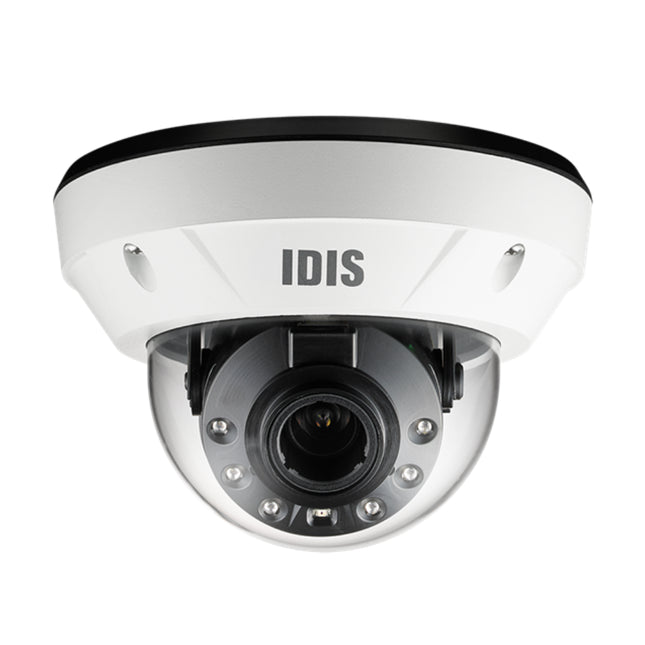 IDIS DC-D4831HRX 8MP 4K UHD vandal-resistant network dome camera featuring an integrated environmental heater shell and precision motorized varifocal optics.
