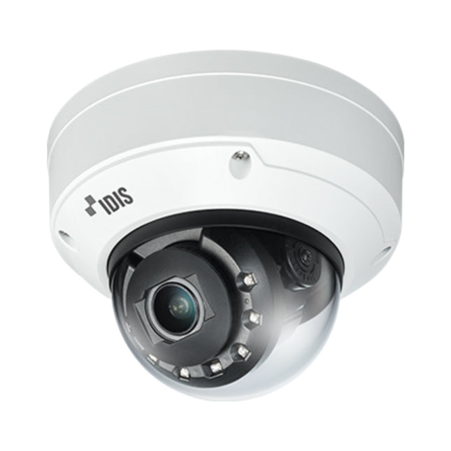Active industrial perimeter deployment utilizing the IDIS DC-D6631WRA outdoor dome camera with deep learning AI classification boxes engaged.