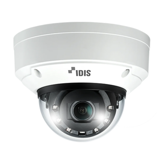 IDIS DC-D6831WRA 8MP 4K Edge AI Plus IR dome camera with LightMaster NIR and motorised 4.3 to 9.8mm lens, front view