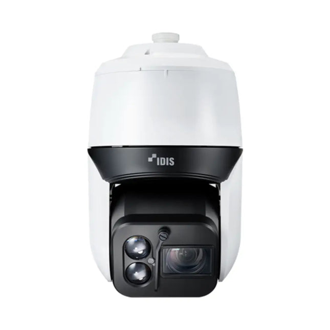 IDIS DC-S6881HRX 8MP 4K Ultra HD outdoor PTZ dome security camera with 31x optical zoom and integrated infrared LEDs.