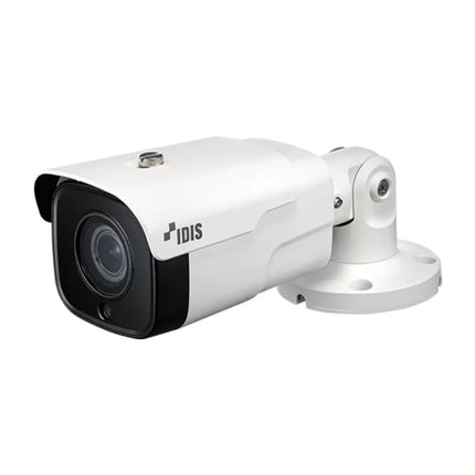 Front profile view of the IDIS DC-T4831HRX 8MP enterprise network bullet camera showing its multi-LED IR configuration and heavy-duty IP67 housing.