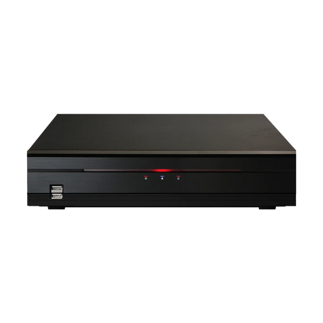 IDIS DR-2516P-A 16-channel 4K UHD DirectIP NVR front view with status LEDs and USB ports, NDAA and TAA compliant network video recorder for Australian CCTV systems