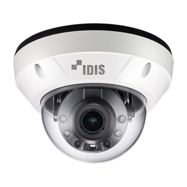 IDIS TC-D5532WRX DirectCX 5MP vandal-resistant IR dome camera featuring heavy-duty IK10 structural housing and IP67 weather protection.