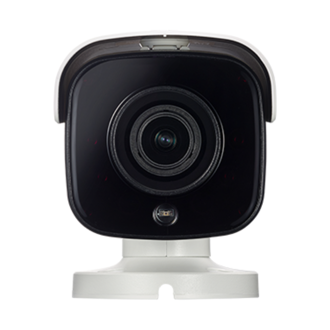 | IP66-rated IDIS TC-T5532WRX security camera mounted on an outdoor commercial facility wall.