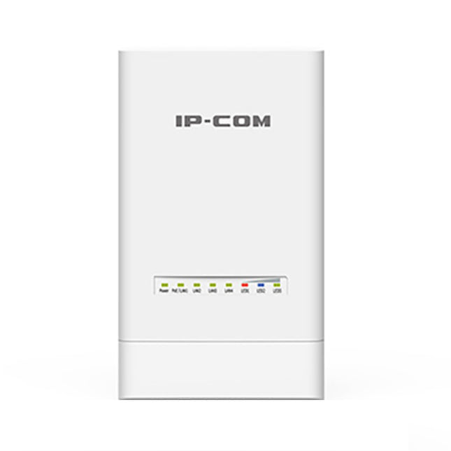 Front view of the sleek white IP-COM CPE6S 5GHz 12dBi ipMAX ac outdoor CPE showing the minimalist waterproof chassis design.
