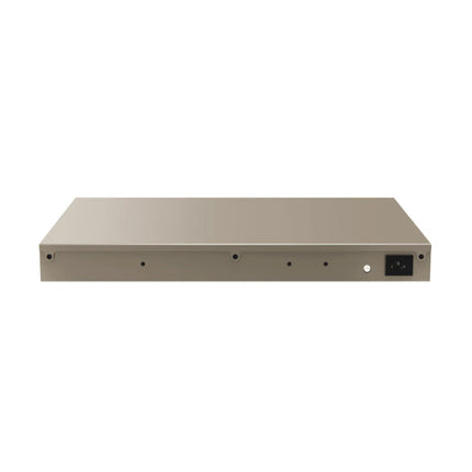 Detailed view of the right-hand side of the IP-COM switch panel showing the 2 standalone 100/1000 Base-X SFP fiber optic combo uplink slots for fast backbone infrastructure connectivity.