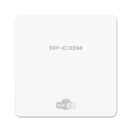 Front view of the sleek square white IP-COM Pro-6-IW AX3000 Wi-Fi 6 wireless in-wall access point.