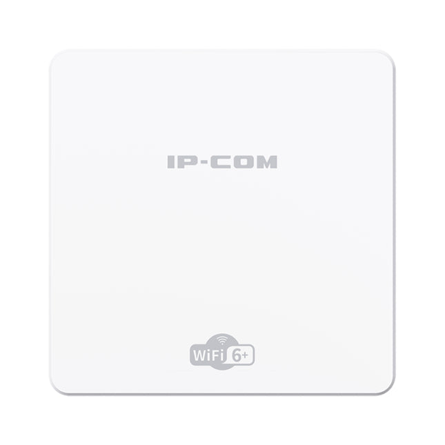 Front view of the sleek square white IP-COM Pro-6-IW AX3000 Wi-Fi 6 wireless in-wall access point.