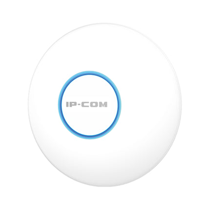 IP-COM Pro-6-Mini AX1500 enterprise access point neatly mounted flat against a commercial office ceiling.