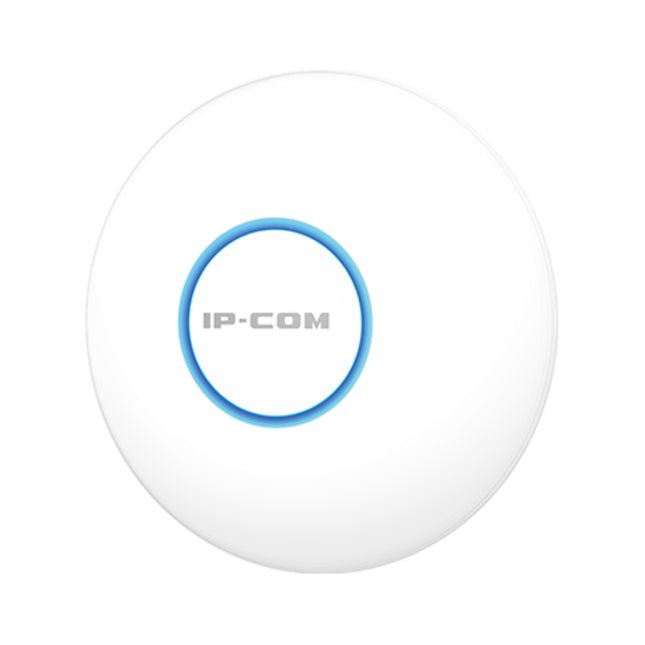 IP-COM Pro-6-Mini AX1500 enterprise access point neatly mounted flat against a commercial office ceiling.