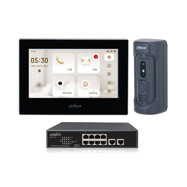 Dahua Intercom Kit, Black 7 - inch Touch Screen and Outdoor Station, KIT - DHI - 7INBLK2101E - P - CCTV Guru