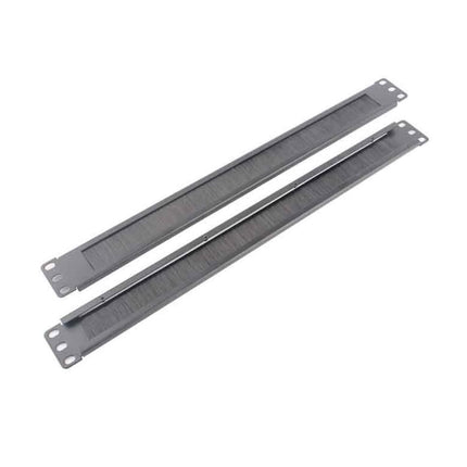 LDR 1U 19" Cable Management Brush Rail (Brush Panel) in black metal construction, 1RU rack-mount compatible