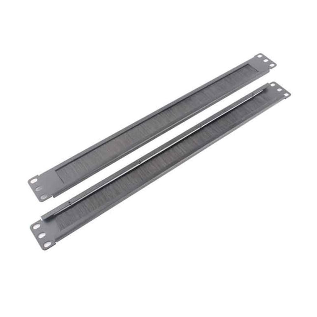 LDR 1U 19" Cable Management Brush Rail (Brush Panel) in black metal construction, 1RU rack-mount compatible
