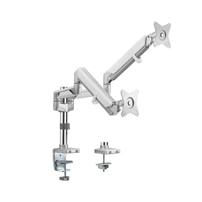 Brateck Dual Monitors Pole - Mounted Epic Gas Spring Aluminum Monitor Arm Fit Most 17' - 32' Monitors, Up to 9kg per screen VESA 75x75/100x100 Gloss Grey - CCTV Guru