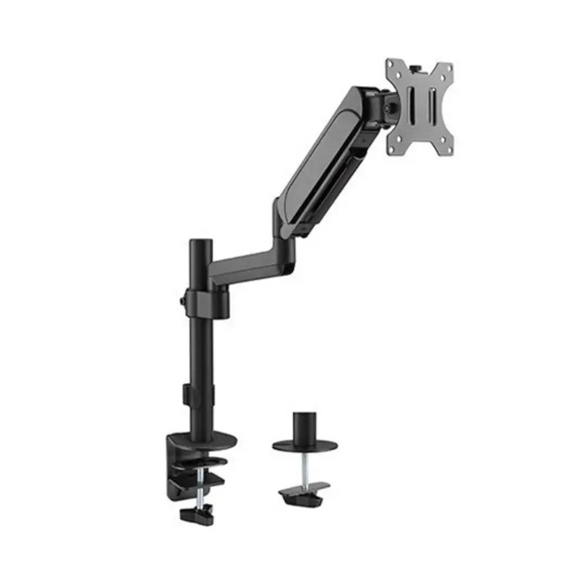 Brateck Single Monitor Pole - Mounted Gas Spring Monitor Arm Fit Most 17' - 32' Monitor Up to 9Kg Per screen VESA 75x75/100x100 - CCTV Guru