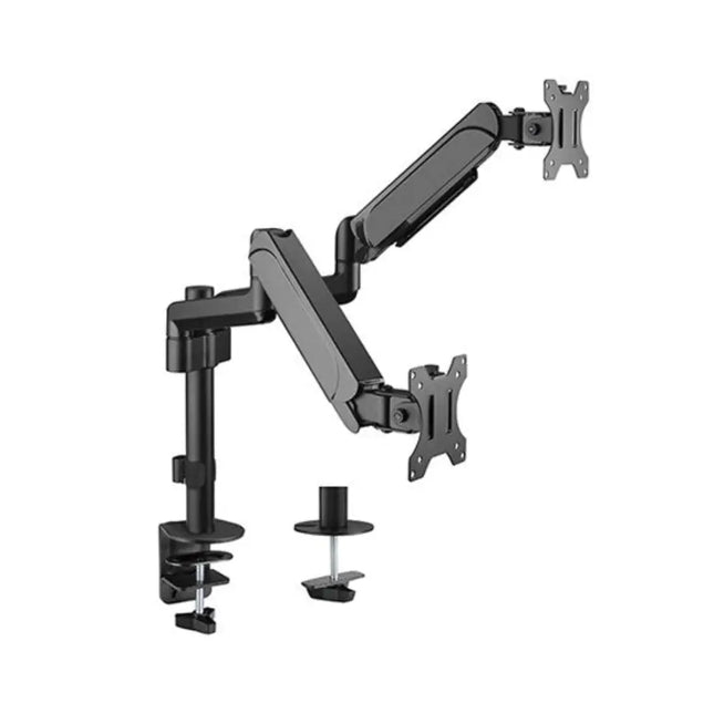 Brateck Dual Monitors Pole - Mounted Gas Spring Monitor Arm Fit Most 17' - 32' Monitors Up to 9kg per screen VESA 75x75/100x100 - CCTV Guru