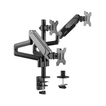 Brateck Triple Monitors Pole - Mounted Gas Spring Monitor Arm Fit Most 17' - 27' Monitors Up to 7kg per screen VESA 75x75/100x100 - CCTV Guru