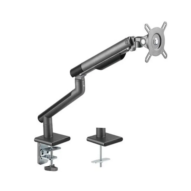 Brateck Single Monitor Premium Slim Aluminum Spring - Assisted Monitor Arm Fix Most 17' - 32' Monitor Up to 9kg per screen VESA 75x75/100x100 - Space Grey - CCTV Guru