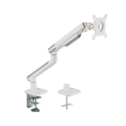 Brateck Single Monitor Premium Slim Aluminum Spring - Assisted Monitor Arm Fix Most 17' - 32' Monitor Up to 9kg per screen VESA 75x75/100x100 - White - CCTV Guru