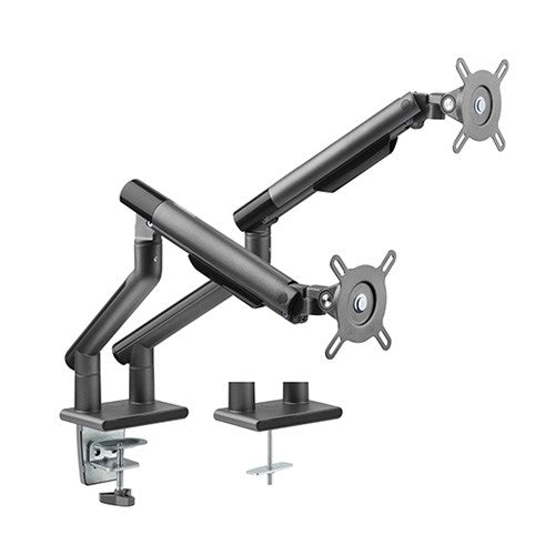 Brateck Dual Monitor Premium Slim Aluminum Spring - Assisted Monitor Arm Fix Most 17' - 32' Monitor Up to 9kg per screen VESA 75x75/100x100 (Space Grey) - CCTV Guru