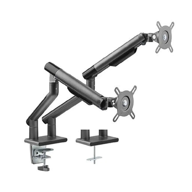 Brateck Dual Monitor Premium Slim Aluminum Spring - Assisted Monitor Arm Fix Most 17' - 32' Monitor Up to 9kg per screen VESA 75x75/100x100 (Space Grey) - CCTV Guru