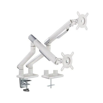 Brateck Dual Monitor Premium Slim Aluminum Spring - Assisted Monitor Arm Fix Most 17' - 32' Monitor Up to 9kg per screen VESA 75x75/100x100 (White) - CCTV Guru