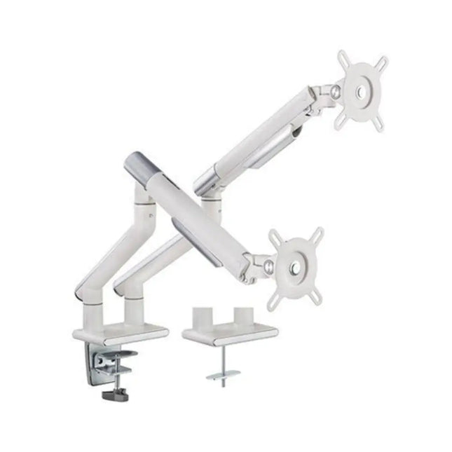 Brateck Dual Monitor Premium Slim Aluminum Spring - Assisted Monitor Arm Fix Most 17' - 32' Monitor Up to 9kg per screen VESA 75x75/100x100 (White) - CCTV Guru