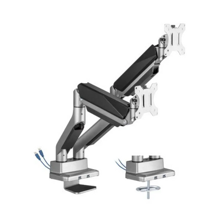 Brateck Dual Monitor Economy Heavy - Duty Gas Spring Monitor Arm with USD 3.0 Ports Fit Most 17' - 35' Up to 15kg - CCTV Guru