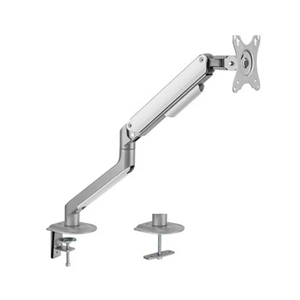 Brateck Single Monitor Economical Spring - Assisted Monitor Arm Fit Most 17' - 32' Monitors, Up to 9kg per screen VESA 75x75/100x100 Matte Grey - CCTV Guru