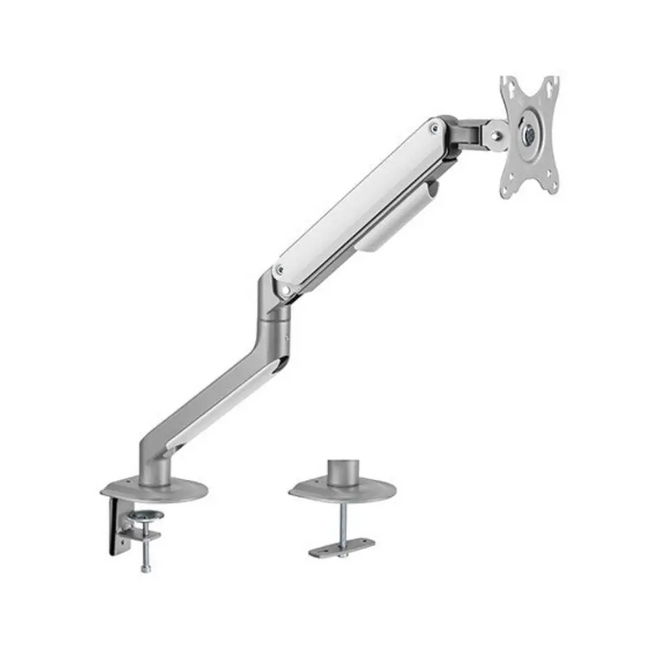Brateck Single Monitor Economical Spring - Assisted Monitor Arm Fit Most 17' - 32' Monitors, Up to 9kg per screen VESA 75x75/100x100 Matte Grey - CCTV Guru
