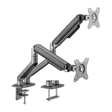 Brateck Dual Monitor Economical Spring - Assisted Monitor Arm Fit Most 17' - 32' Monitors, Up to 9kg per screen VESA 75x75/100x100 Space Grey - CCTV Guru