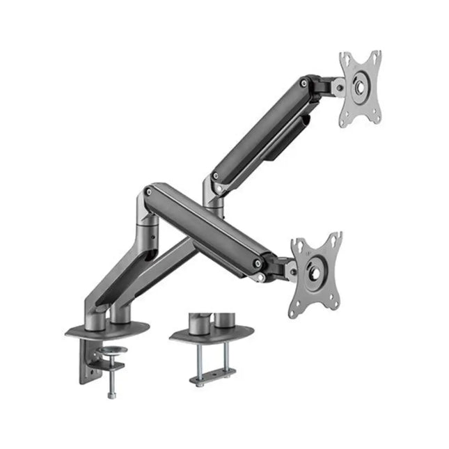 Brateck Dual Monitor Economical Spring - Assisted Monitor Arm Fit Most 17' - 32' Monitors, Up to 9kg per screen VESA 75x75/100x100 Space Grey - CCTV Guru