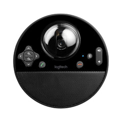 Logitech BCC950 ConferenceCam with 1080p HD webcam, extendable stem, and integrated speakerphone base.
