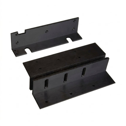 Complete LOX AMZB4-BLK architectural matte black L and Z bracket mounting kit, designed for single inward-opening doors.