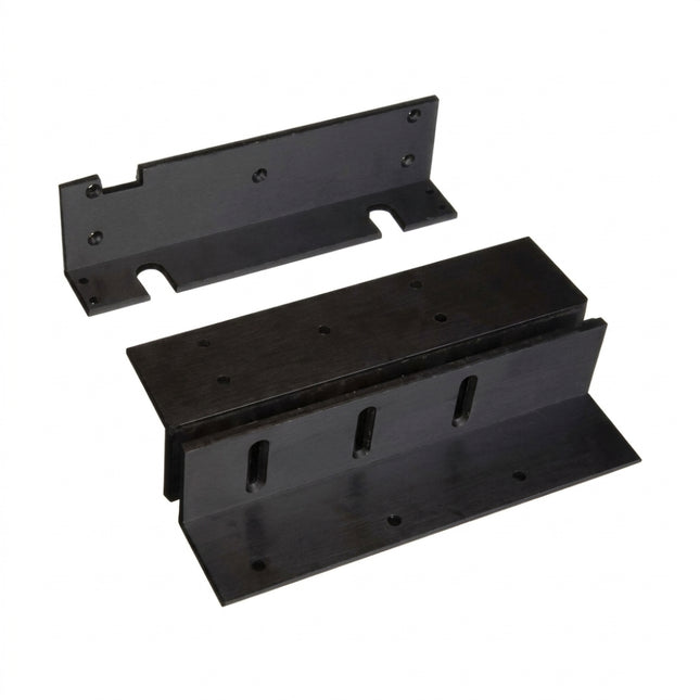 Complete LOX AMZB4-BLK architectural matte black L and Z bracket mounting kit, designed for single inward-opening doors.