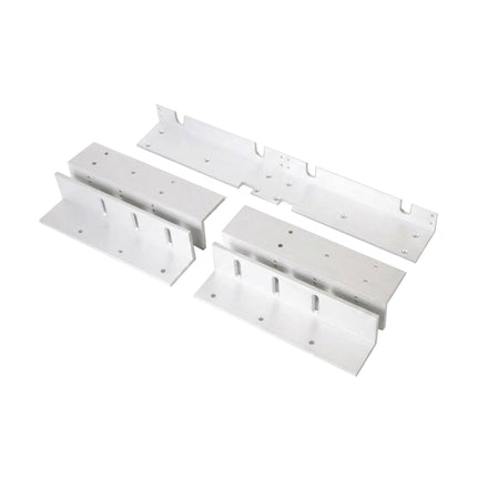 Complete LOX AMZB4D-LP double low-profile L and Z bracket kit in a satin anodized finish, engineered for mounting dual magnetic locks.