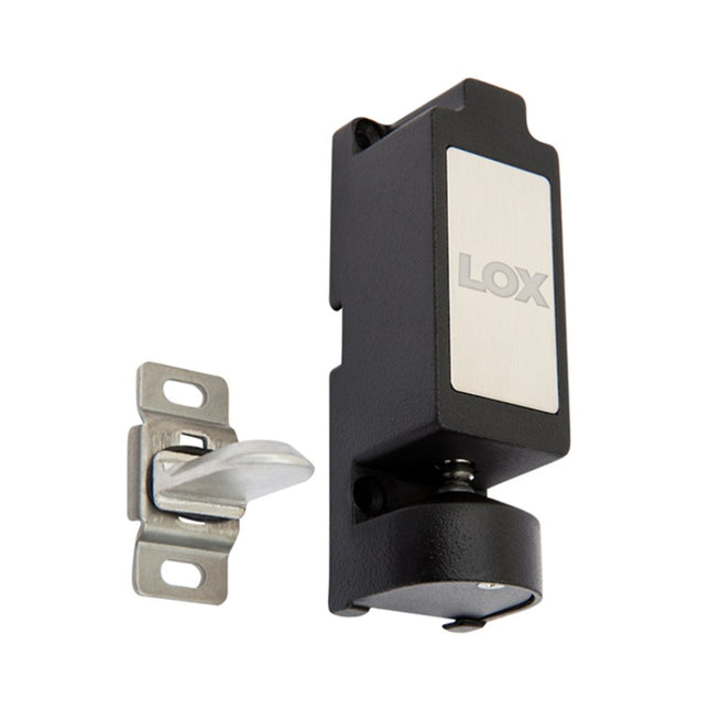 Detailed close-up of the internal electromechanical solenoid latch mechanism and integrated micro-switch inside the LOX CL0002 locker lock housing.