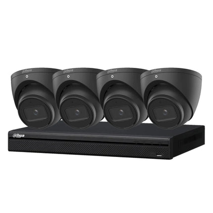 Dahua 5 MP + 4 Channels Kit: 4 x Starlight IP Turret Cameras, NVR, Black, NYS - K5044B - 2TB - CCTV Guru