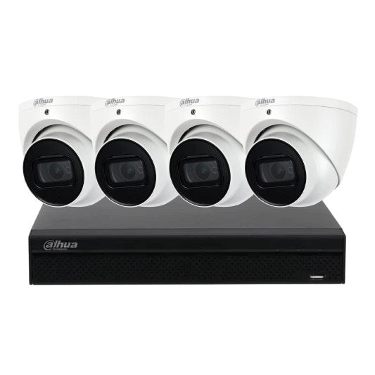 Dahua 5 MP + 4 Channels Kit: 4 x Fixed Lens Turret Cameras, NVR, NYS - K5044W - CCTV Guru