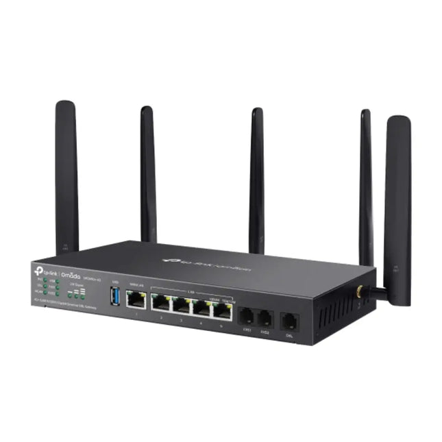 Close-up view of the dual Nano SIM card slots on the Omada DR3650v-4G router for redundant 4G LTE internet backup.