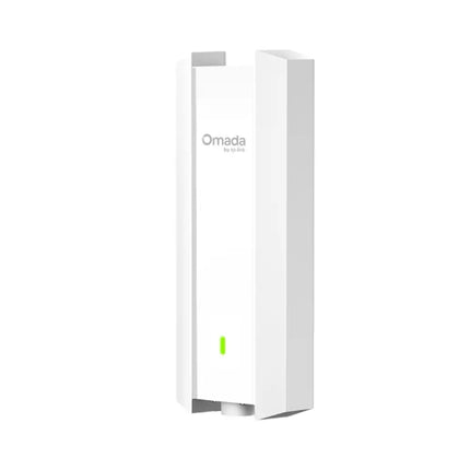 Bottom close-up view of the TP-Link EAP610-Outdoor showing the Gigabit Ethernet PoE input port, reset button, and durable weatherproof rubber gaskets.