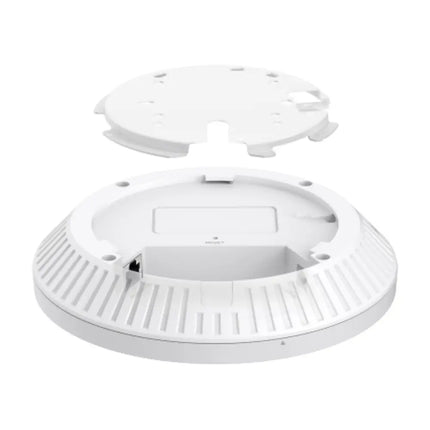 Back panel of the Omada EAP653 access point showcasing the Gigabit Ethernet port with 802.3at PoE+ support and mounting bracket slots.