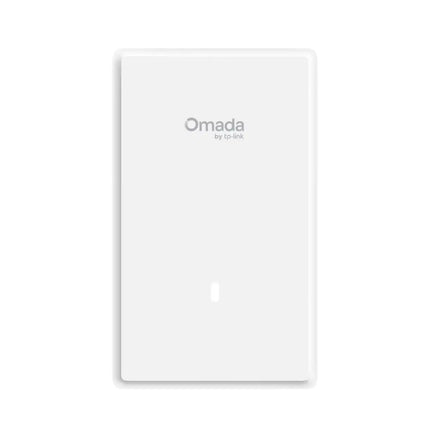 Bottom view of Omada EAP725-Wall showing 2.5G PoE pass-through and dual Gigabit RJ45 downlink ports.