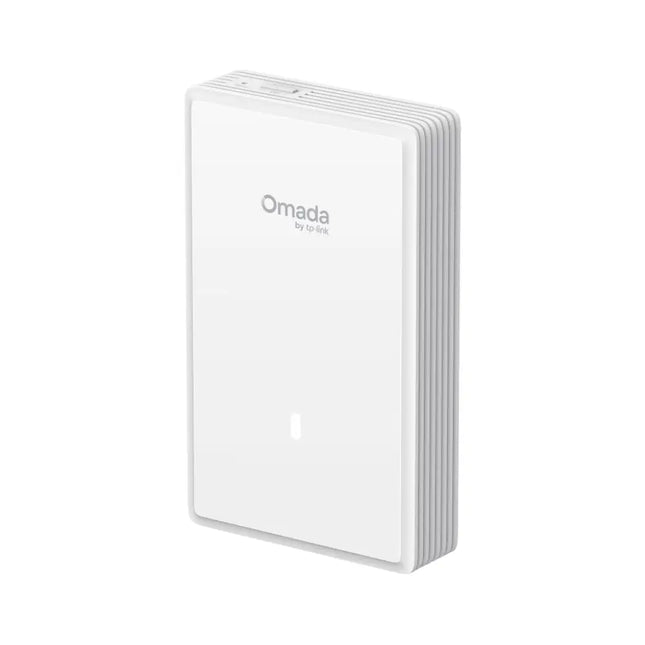 TP-Link Omada EAP725-Wall BE3600 dual-band Wi-Fi 7 wall plate access point in white.